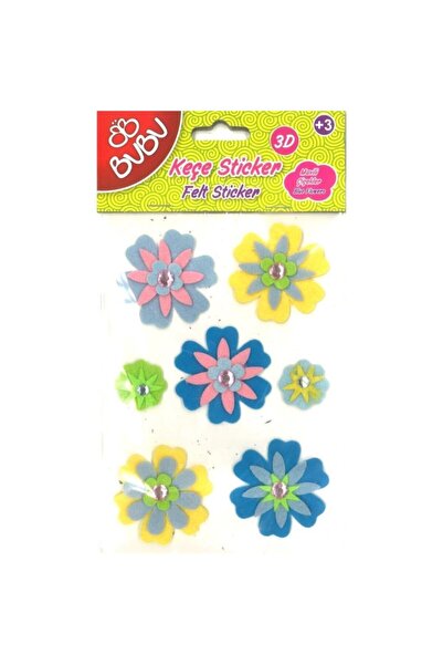 Bubu Bu-bu Keçe Sticker Mavili Çiçekler Sts010(st0032)