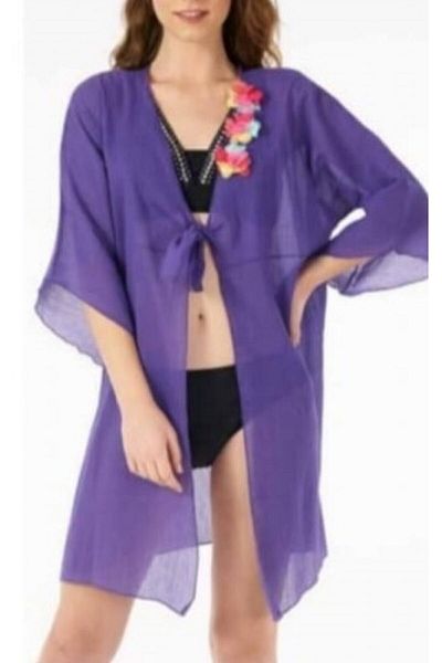 Estiva Women's Purple Floral Detailed Pareo