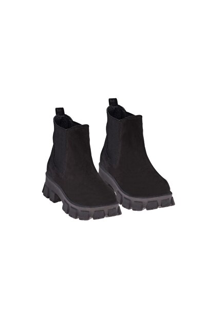 Moosefield Γυναικείες μαύρες μπότες από γνήσιο δέρμα