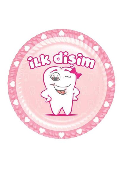 Roll-Up My First Tooth Girl Cardboard Plate