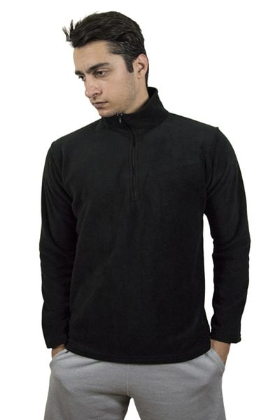 TOP GLORY Unisex Χειμερινό Fleece Μαύρο με μισό φερμουάρ