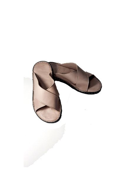 KAPAR Genuine Leather Mink Cross-Strapped Men's Slippers