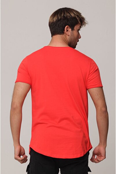 Tarz Cool Men's Pomegranate Blossom Dirty Collar Casual T-shirt