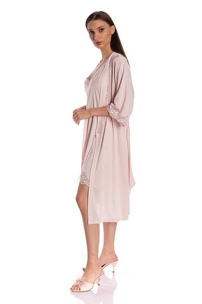 Espuar Powder Double Combed Nightgown Dressing Gown Set