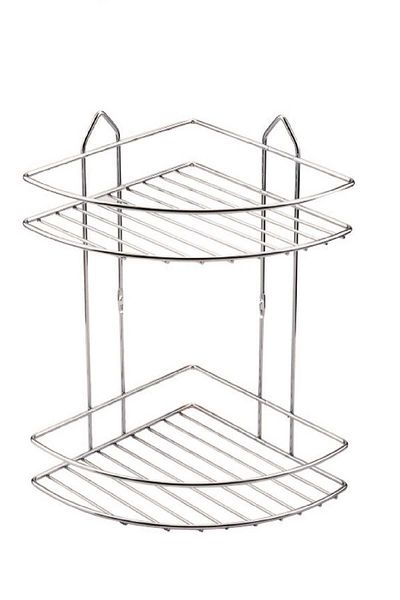 Pinkcloset Stainless 2-Tier Corner Bathroom Shampoo Holder Sponge Holder Shower Rack
