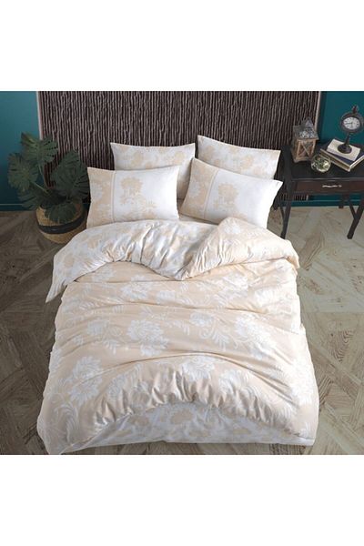 Hobby White Jardin Gold Ranforce Double Duvet Cover Set