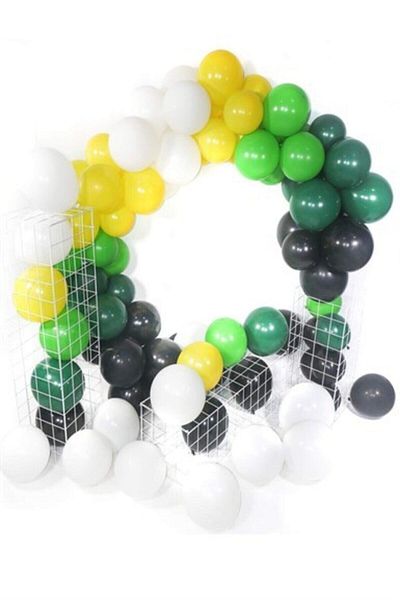 Çemrek Süs Parti Green Balloon Chain - 100 Balloons, 5 m Chain Apparatus and Balloon Pump