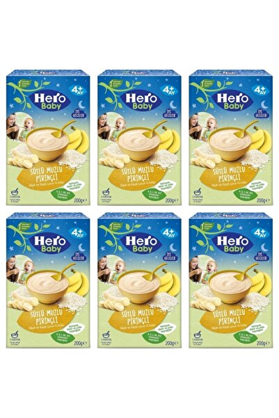 Hero Baby Gece Sütlü Muzlu Pirinçli Kaşık Maması 4+ Ay 200grx6 Adet