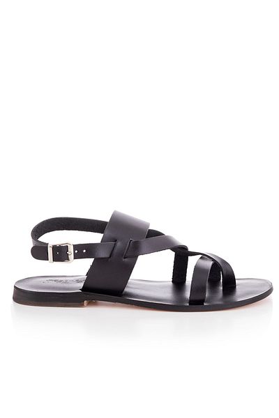 DaphneSandals Sandale negre pentru bărbați din piele naturală lucrate manual - 1002