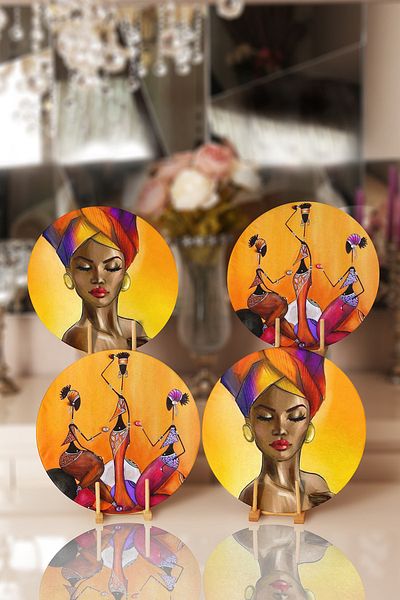 Realhomes 4-Piece African Women Figured Modern Placemat & Supla