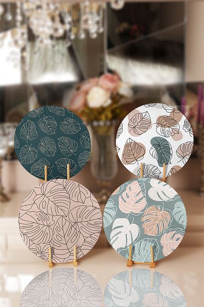 Realhomes 4-Piece Colorful Floor Leaf Designed Placemat & Supla