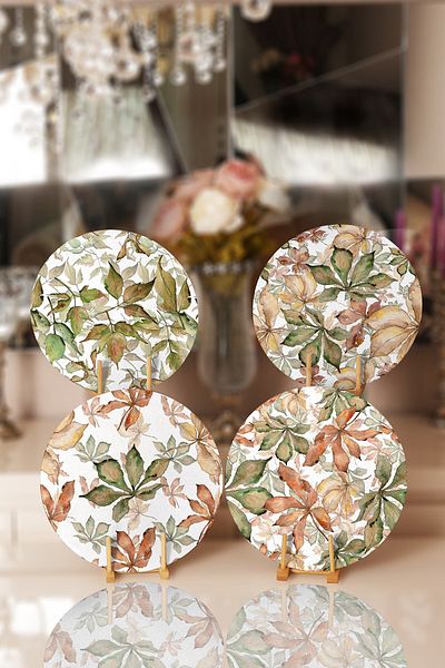 Realhomes 4-Piece Dried Autumn Leaves Designed Placemat & Supla