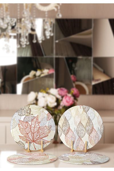 Realhomes Set of 4 Colorful Autumn Leaves Motif Placemat and Supla