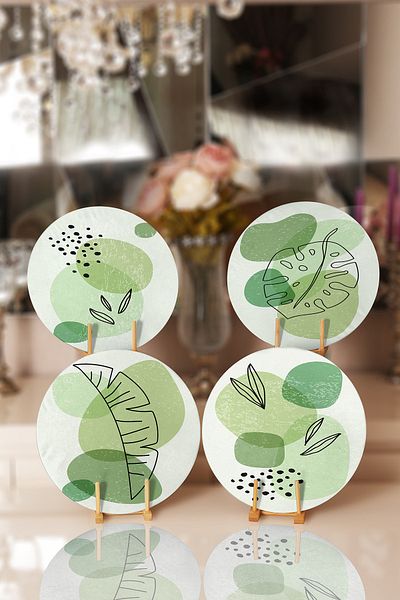 Realhomes 4-Piece Green Bohemian Designed Placemat and Supla