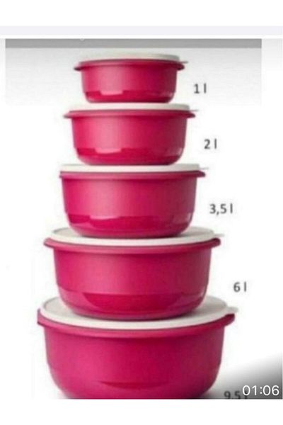 Tupperware Mega Mixim 5-Piece Full Set Fuchsia Special Cover