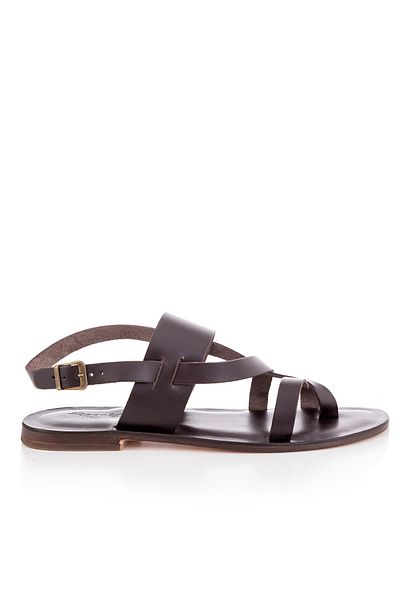 DaphneSandals Sandale Bodrum pentru bărbați din piele naturală maro lucrate manual - Talpă din piele - 1002