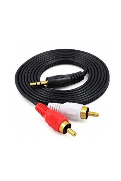 Powermaster 3.5mm Stereo To 2 Rca Kablosu Aux Tos Ses 1.5 Metre Sound Audıo Erkek Ara Kulaklık Standart