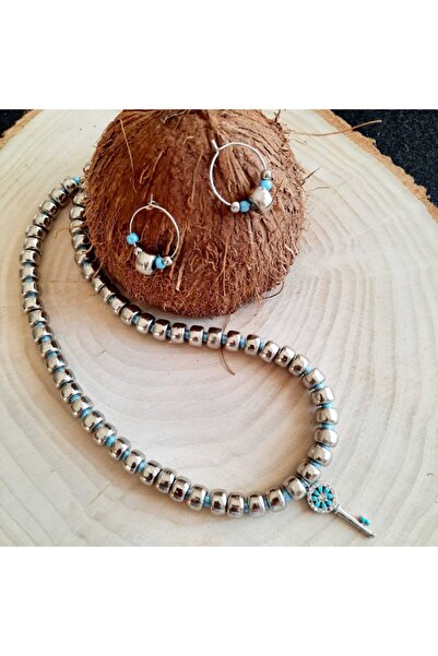 canan dizayn Anahtarlı Metalize Kolye, Küpe