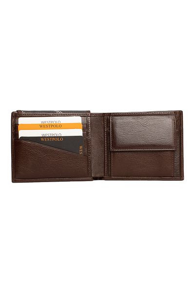 Westpolo Genuine Leather Sports Model Men's Wallet Brown