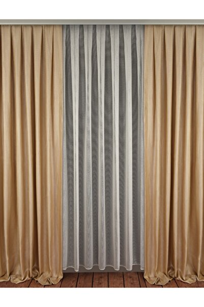 VANESSA PERDE Pileli Brokar Kalın Doku Dökümlü Kırışmaz Fon Perde Yaz Sezon K...