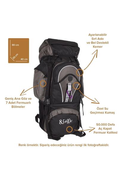 Bagacar 85+10 літрів Сірий професійний рюкзак для альпіністів