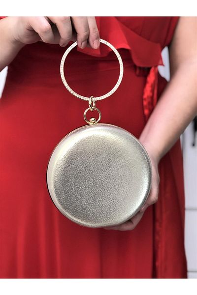 womenacs Pochetă portofoliu pentru rochie de seară cu piatră placată de culoare aurie
