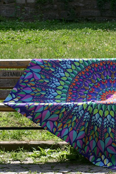 Enteka Design Renkli Mandala Desenli Yoga Piknik Koltuk Masa Plaj Duvar Örtüsü