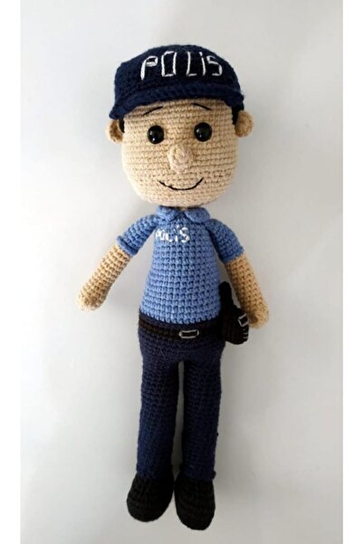 OYUNCAKPARK Telsizli Polis Bebek Amigurumi Organik Oyuncak