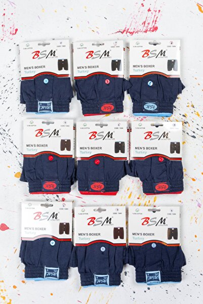 BSM 9-парені темно-сині боксери з поясом на 100% бавовни та ґудзиками