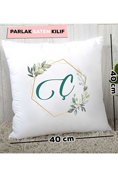 Hedizu Подушка з квітковим візерунком і літерою «Ç»