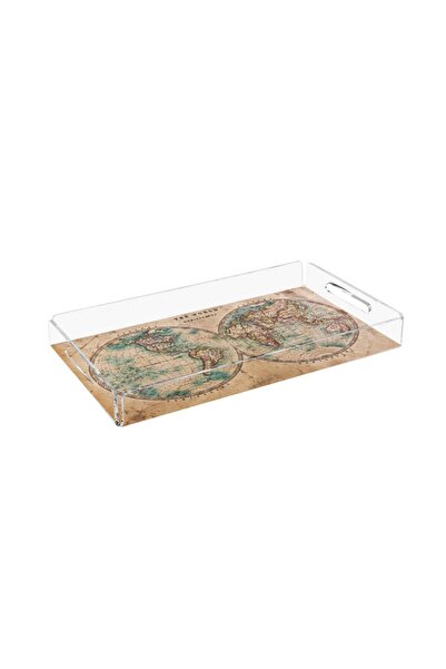 Adawall Vintage World Map Plexi Tray - Pt2118 - 40x24cm