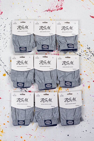 BSM 9 Pack Gray 100% Cotton Belted Buttoned Boxers