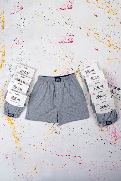 BSM 9 Pack Gray 100% Cotton Belted Buttoned Boxers