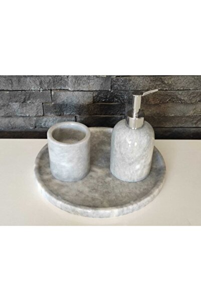 Polen Stone Set de baie din marmură gri, 3 piese