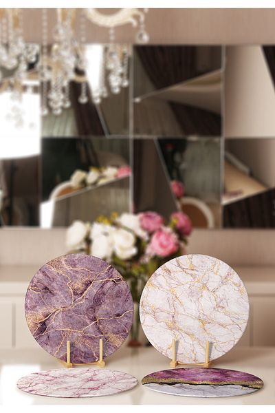 Realhomes 4-Piece Purple Marble Designed Charger & Placemat