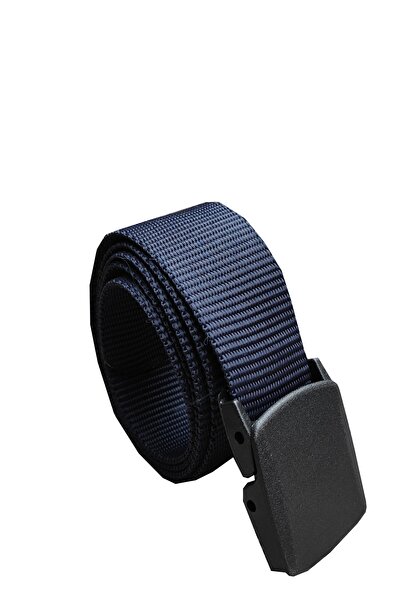 Kemer Dünyası حزام من القماش باللون الأزرق الداكن بنمط تكتيكي مع إبزيم بلاستيكي مضاد للحساسية