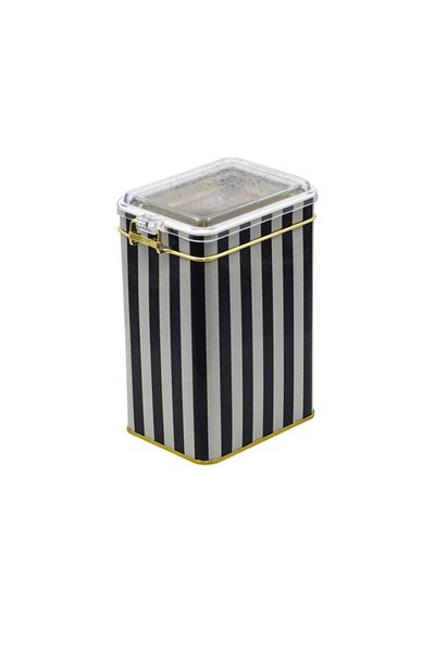 EVLE Ef043-l8 Line Black (DİKEY) Patterned Rectangular Metal Storage Container 8x10 Cm