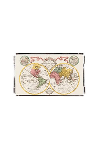 Adawall Modern World Map Plexi Tray - Pt2117 - 40x24cm