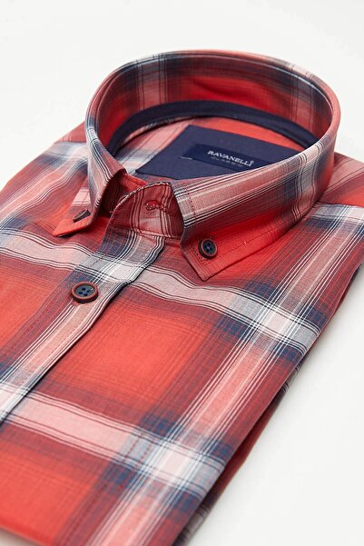 RAVANELLI Red Checkered Classic Long Sleeve Shirt