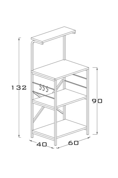 Brady Mobilya Bingo Beyaz Mutfak Bangosu, Raf, Düzenleyici, Kitaplık, Çok Amaçlı Tezgah, Banyo Dolap
