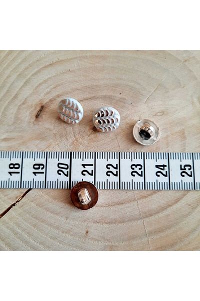 canan dizayn Polyester=Metalized Patterned Button 11 mm (30 Pcs)