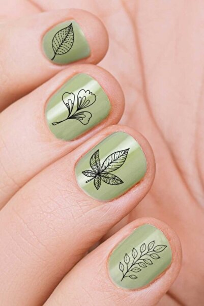 Artikel Yapraklar Tırnak Dövmesi, Tırnak Tattoo, Nail Art, Tırnak Sticker