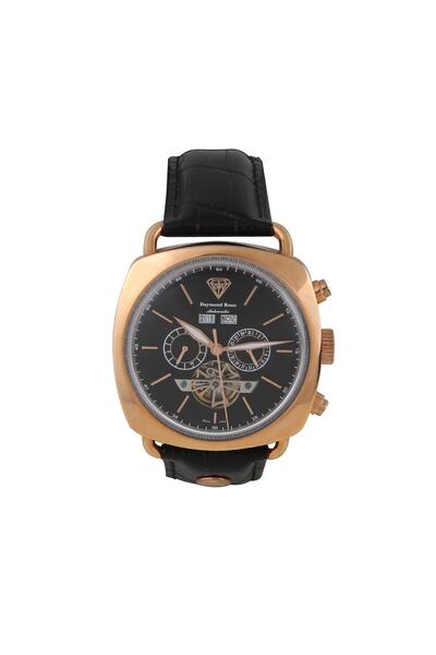 Daymond Rene Siyah Deri Kordon Siyah Kadran Erkek Saati