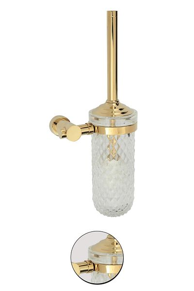 Maya Utopic Pvd Gold Mounted Toilet Brush Frosted Glass 100% Brass
