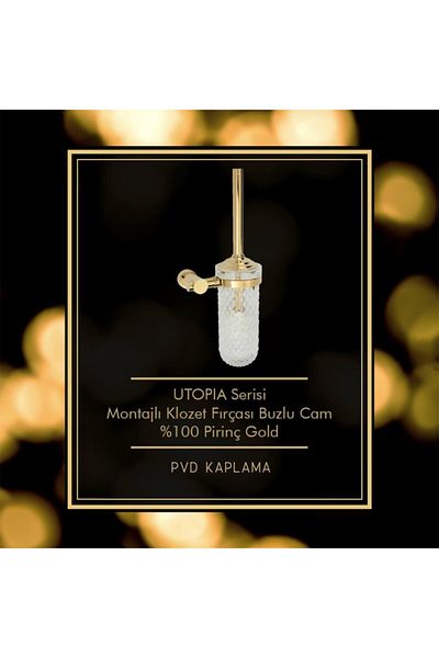 Maya Utopic Pvd Gold Mounted Toilet Brush Frosted Glass 100% Brass