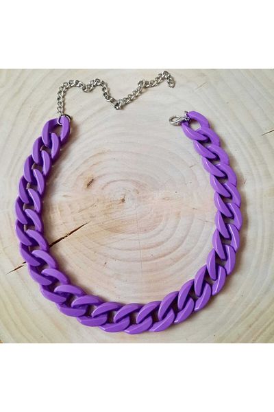canan dizayn Bone Acrylic Chain Necklace Purple