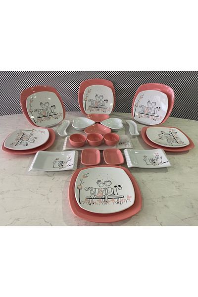 Keramika 26 Piece Sweet Dream Pink Breakfast Set