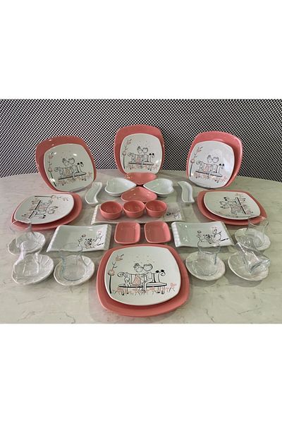 Keramika 38 Piece Sweet Dream Pink Breakfast Set