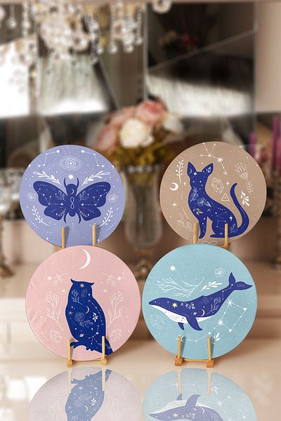Realhomes Set of 4 Abstract Cute Animal Printed Placemat & Supla
