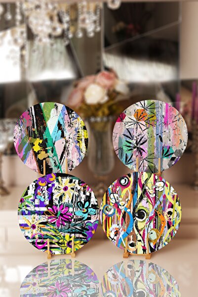 Realhomes 4-комплект підставки під тарілки з різнокольоровим малюнком у вигляді мазків пензлем